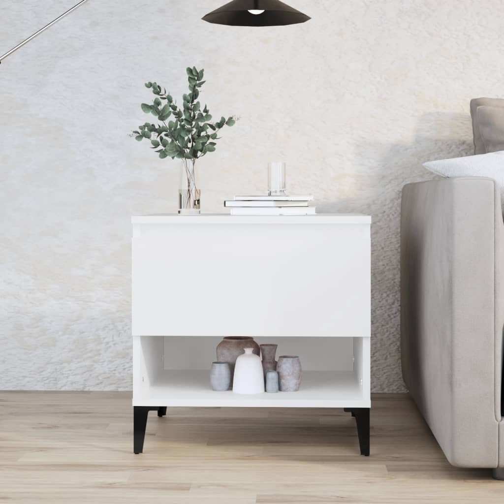 NNEVL Side Table White 50x46x50 cm Engineered Wood-0