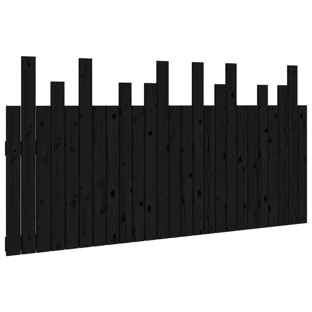 NNEVL Wall Headboard Black 159.5x3x80 cm Solid Wood Pine-1