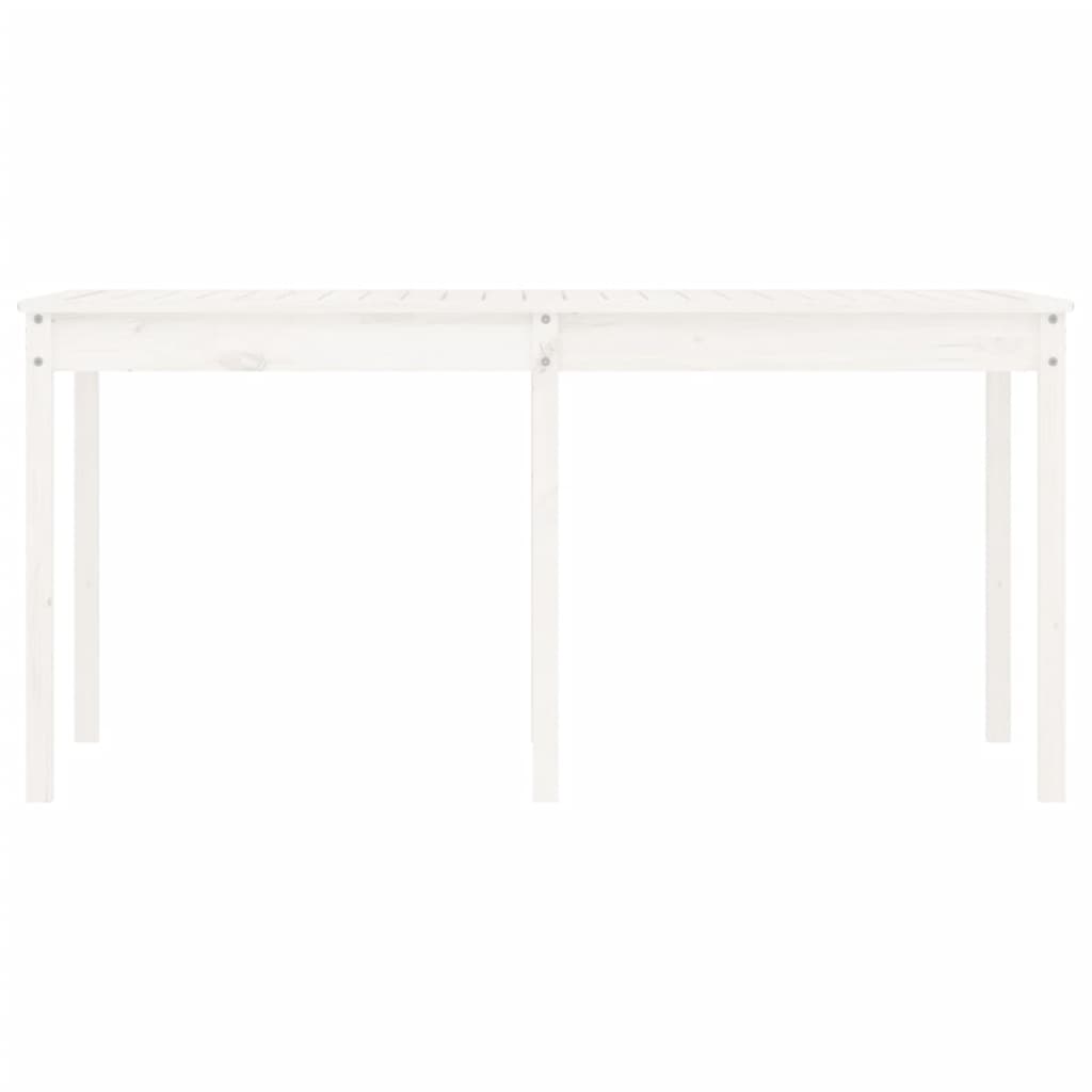 NNEVL Garden Table White 159.5x82.5x76 cm Solid Wood Pine-4