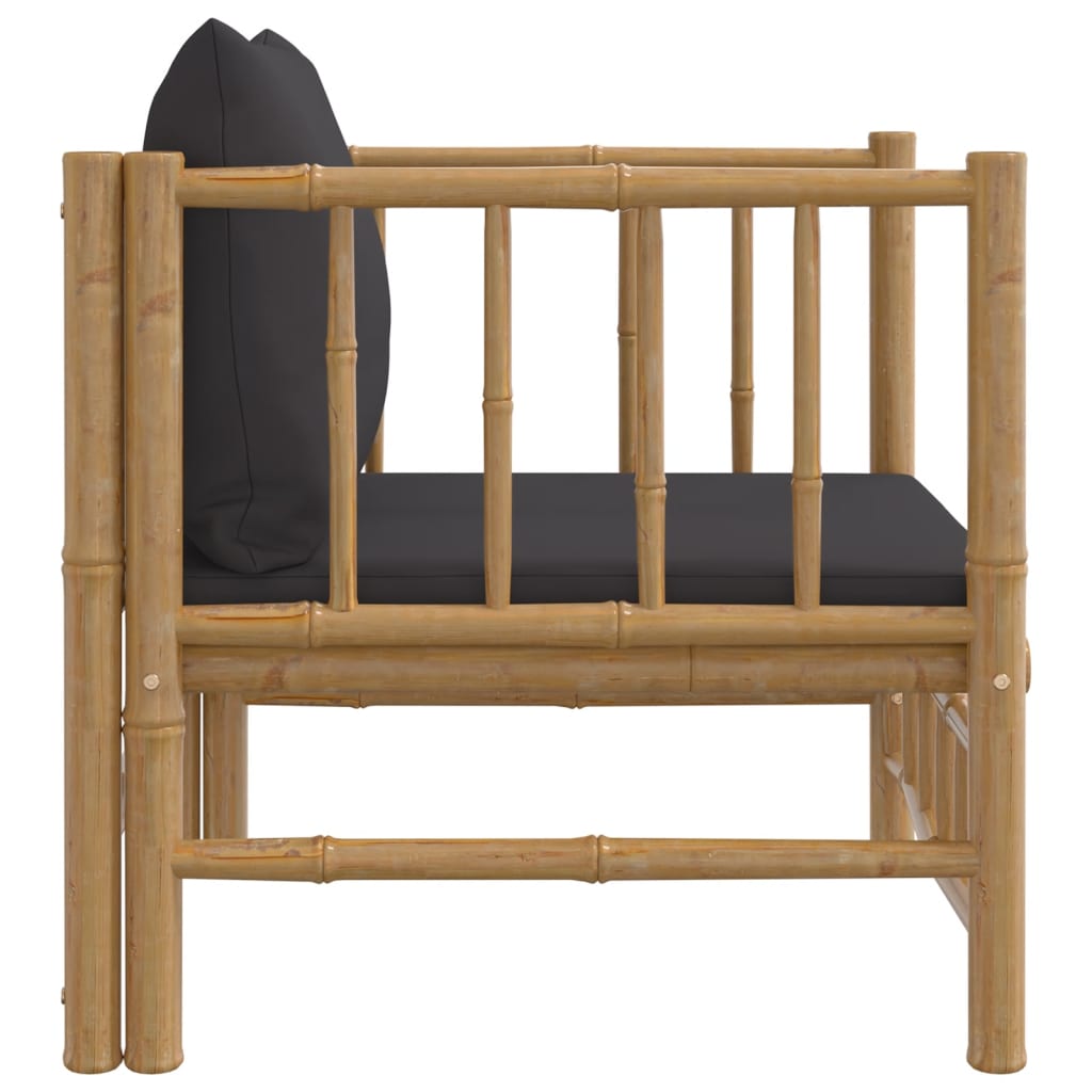 NNEVL Garden Sofa with Dark Grey Cushions Bamboo-3