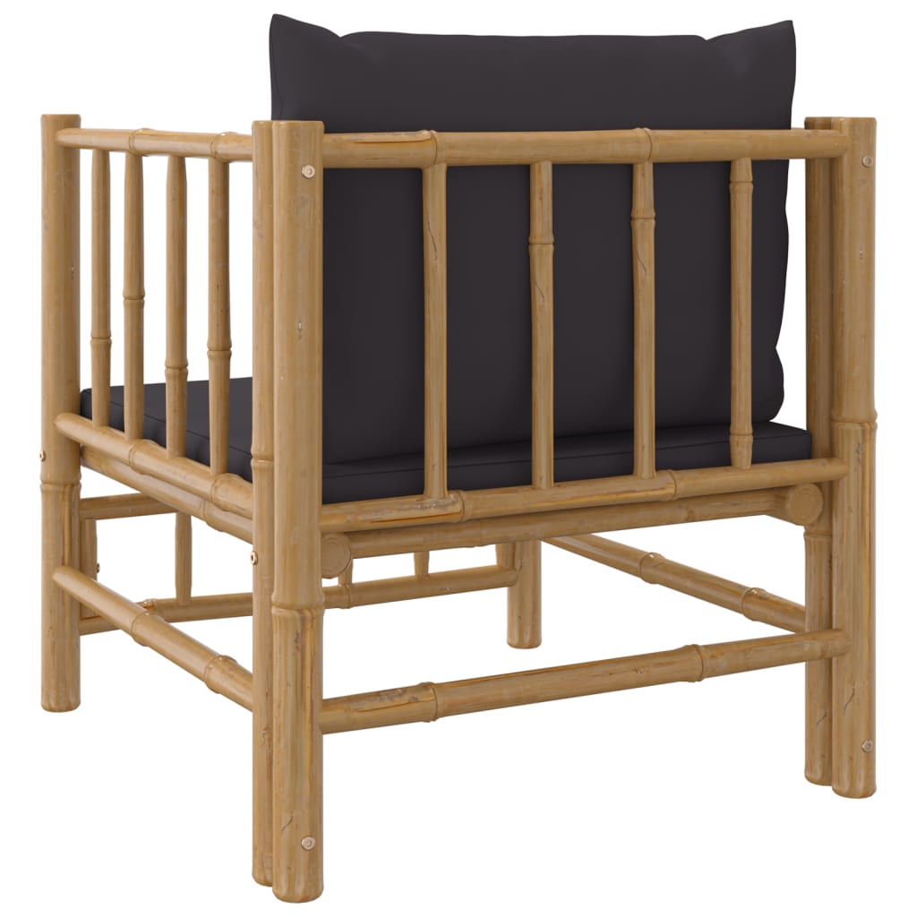 NNEVL Garden Sofa with Dark Grey Cushions Bamboo-4