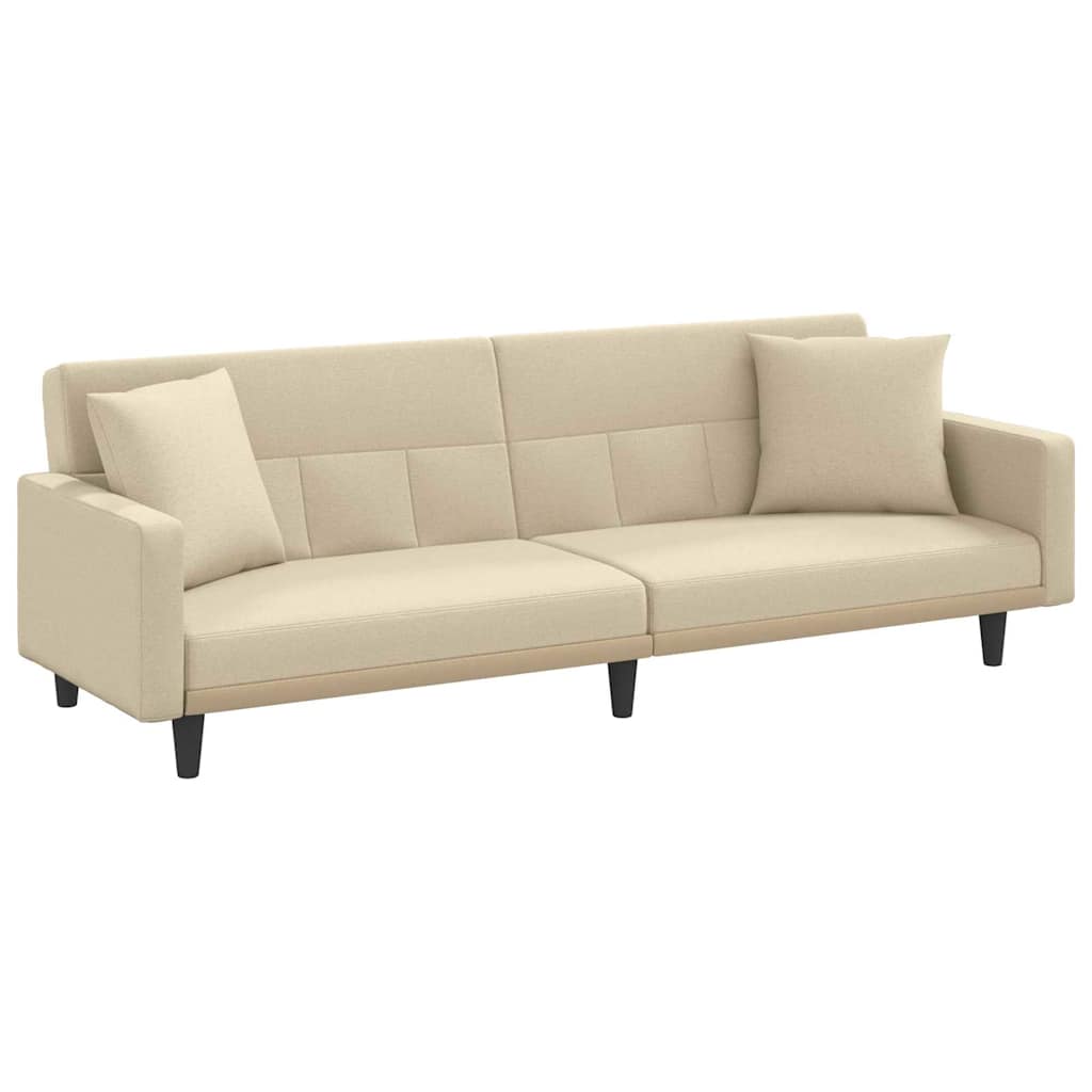 NNEVL Sofa Bed with Cushions Cream Fabric-1