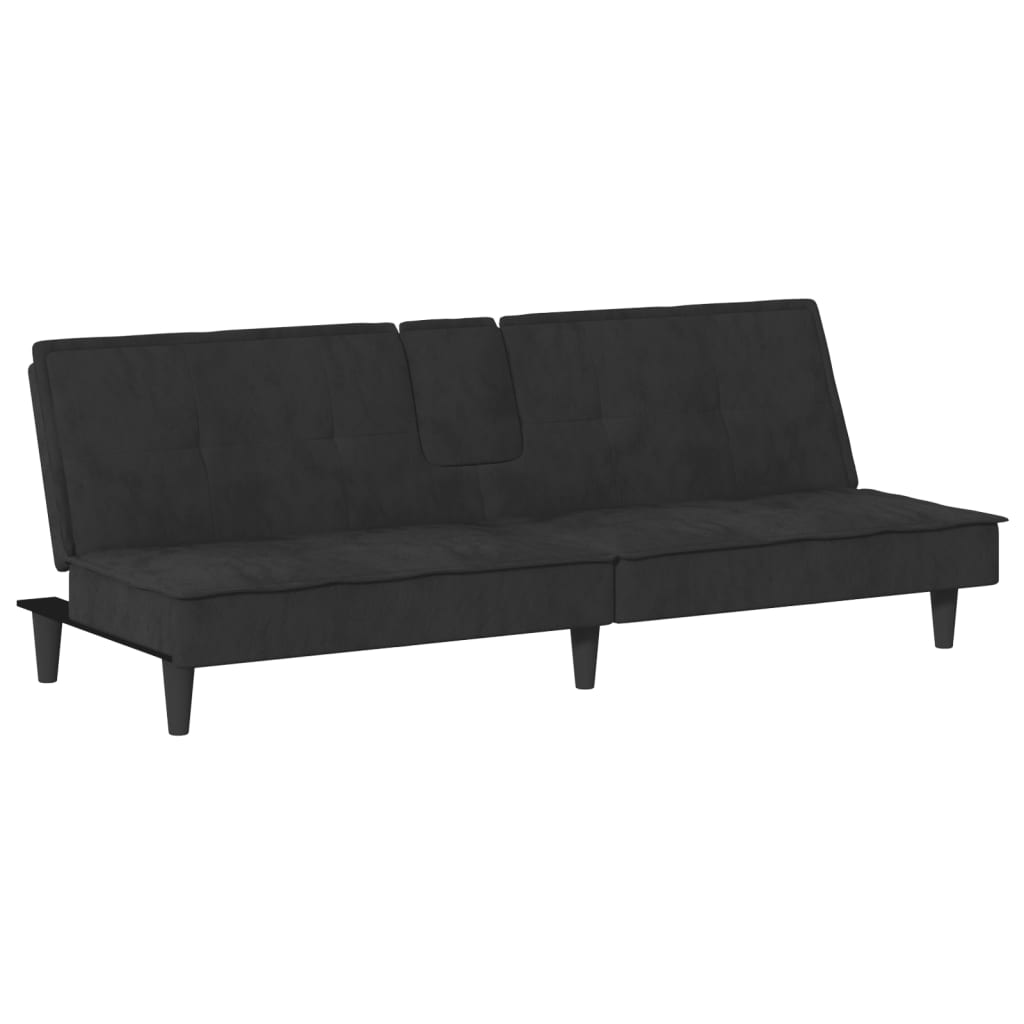 NNEVL Sofa Bed with Cup Holders Black Velvet-3