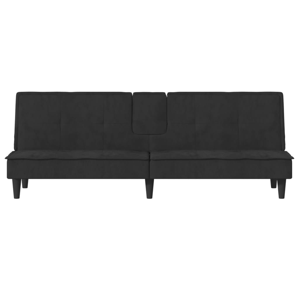NNEVL Sofa Bed with Cup Holders Black Velvet-4