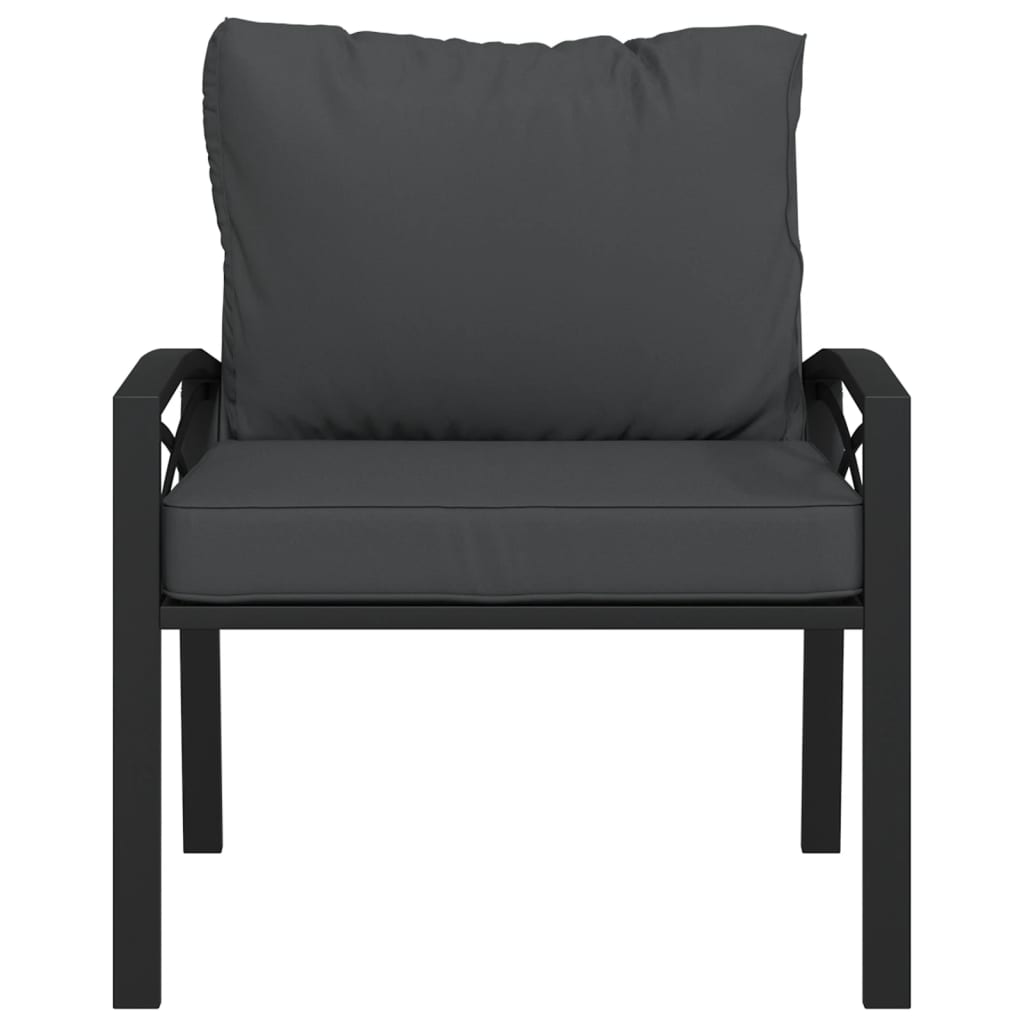 NNEVL Garden Chair with Grey Cushions 68x76x79 cm Steel-2