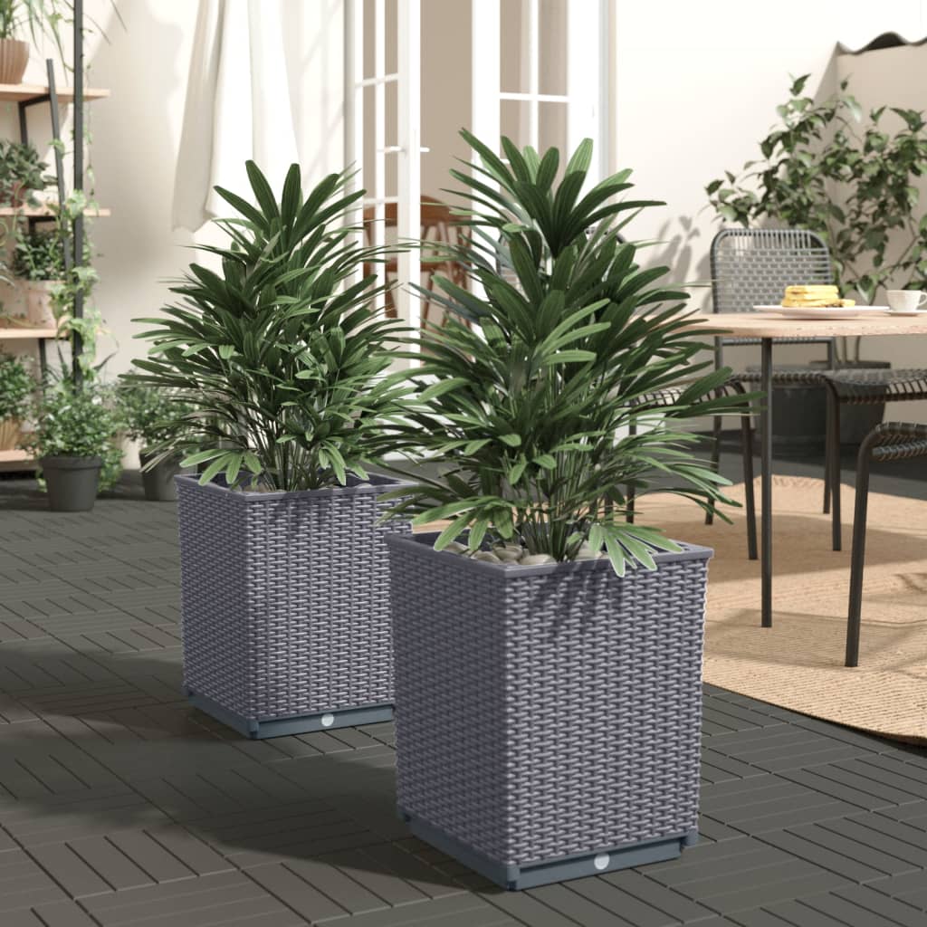 NNEVL Planters 2 pcs Dark Grey 30x30x37 cm Polypropylene-0