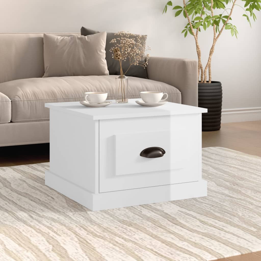 NNEVL Coffee Table High Gloss White 50x50x35 cm Engineered Wood-0