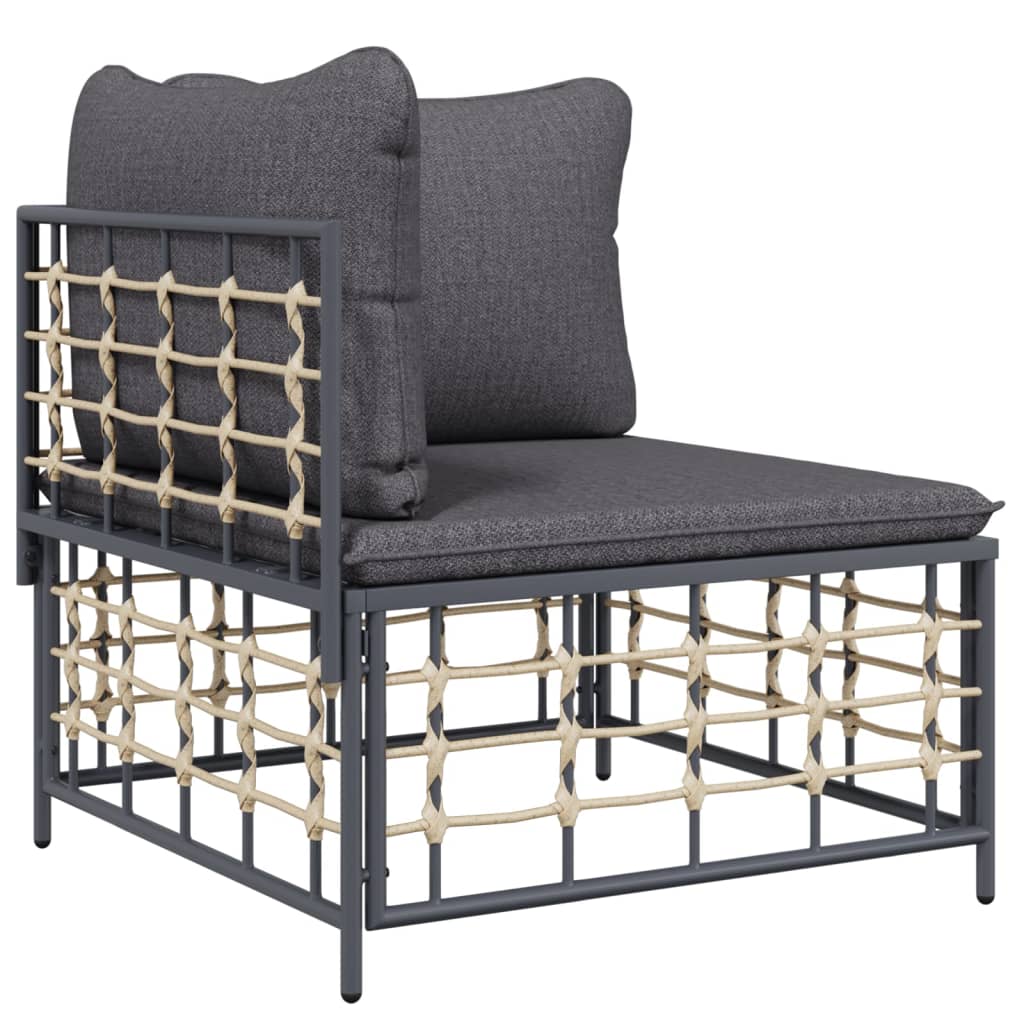 NNEVL 11 Piece Garden Lounge Set with Cushions Anthracite Poly Rattan-3