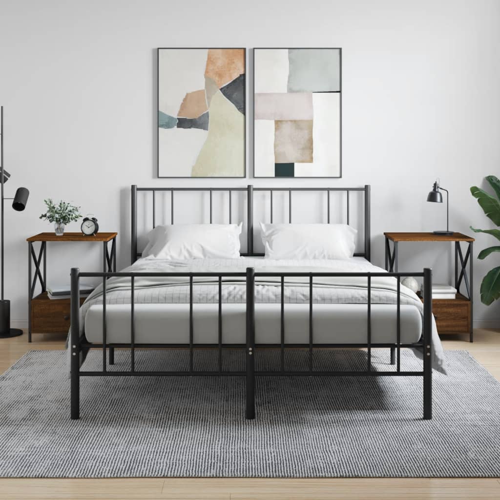 NNEVL Bedside Tables 2 pcs Brown Oak 50x41x65 cm Engineered Wood-0