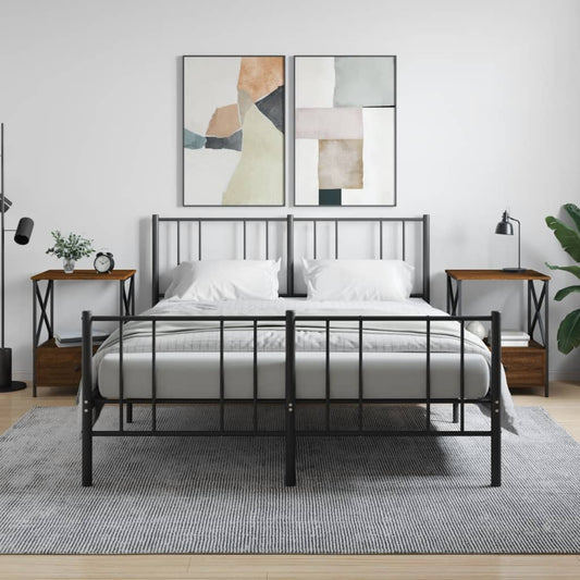 NNEVL Bedside Tables 2 pcs Brown Oak 50x41x65 cm Engineered Wood-0