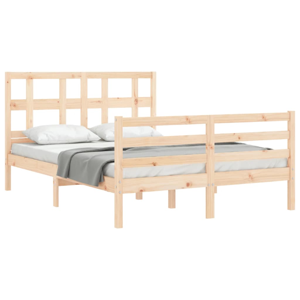 NNEVL Bed Frame with Headboard 137x187 cm Double Solid Wood-3