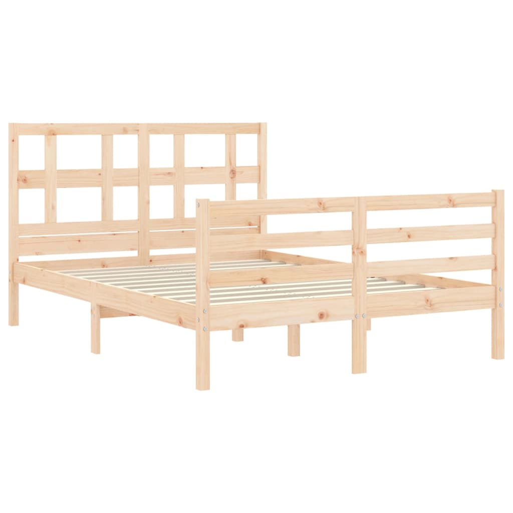 NNEVL Bed Frame with Headboard 137x187 cm Double Solid Wood-4