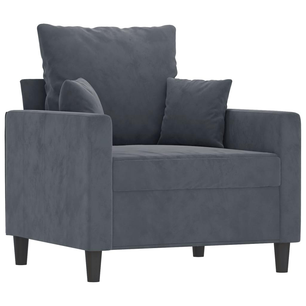 NNEVL 4 Piece Sofa Set with Cushions Dark Grey Velvet-4