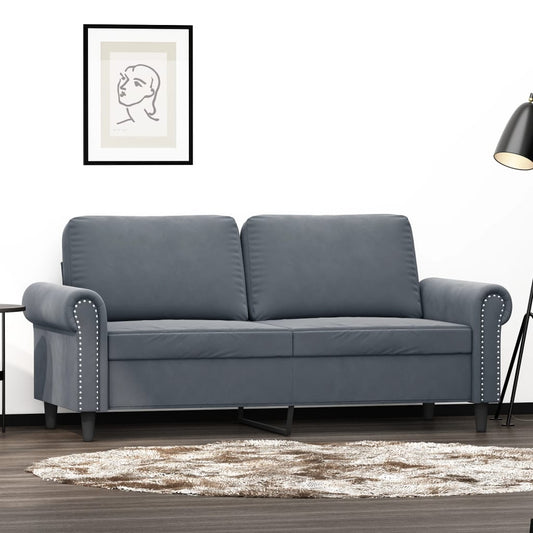 NNEVL 2-Seater Sofa Dark Grey 140 cm Velvet-0