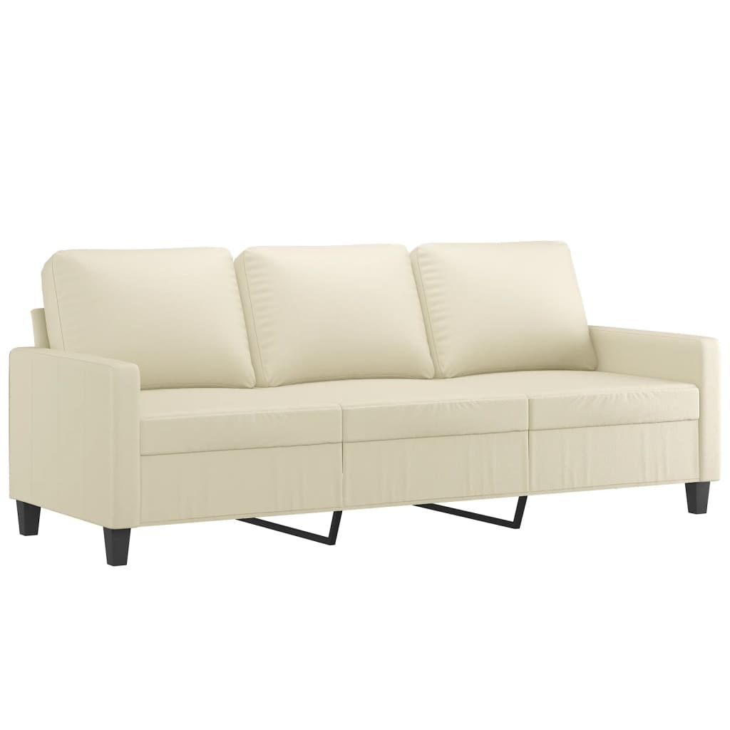 NNEVL 3-Seater Sofa Cream 180 cm Faux Leather-1