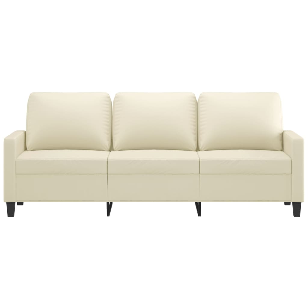 NNEVL 3-Seater Sofa Cream 180 cm Faux Leather-2
