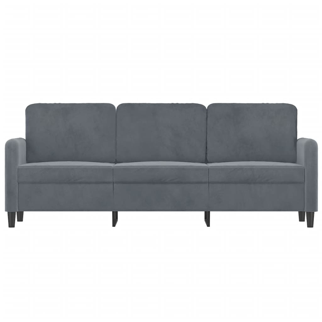NNEVL 3-Seater Sofa Dark Grey Velvet 180 cm-2