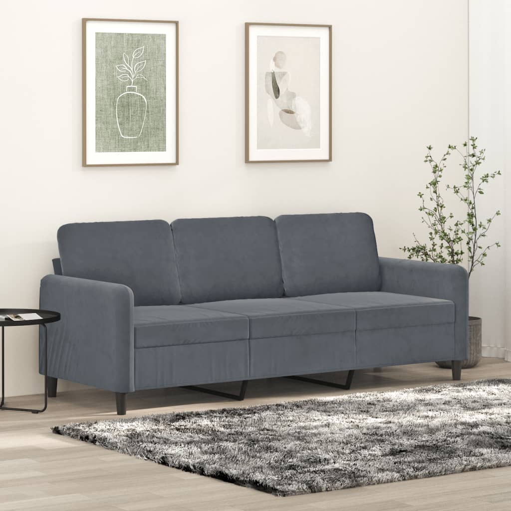 NNEVL 3-Seater Sofa Dark Grey Velvet 180 cm-0