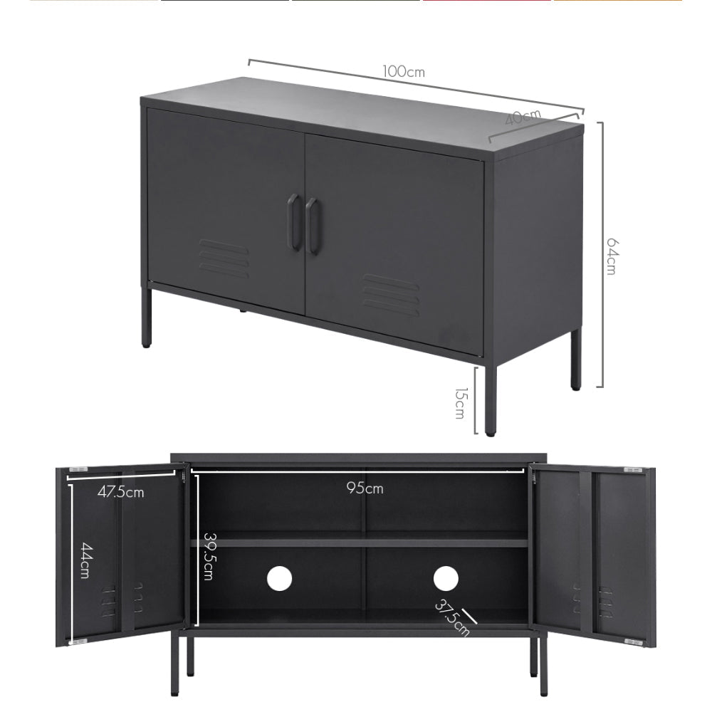 NNEDSZ Artiss Buffet Sideboard Metal Cabinet - BASE Charcoal-1