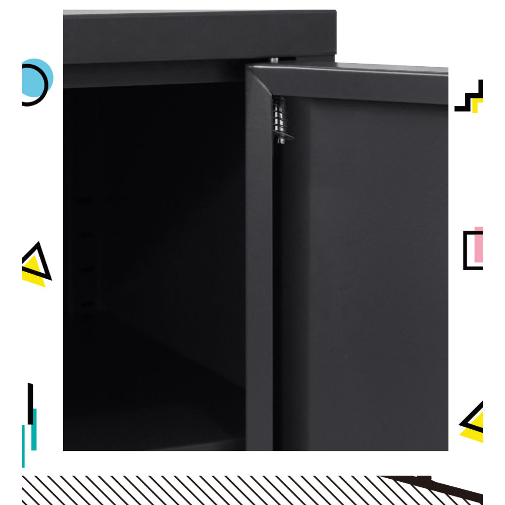 NNEDSZ Artiss Buffet Sideboard Metal Cabinet - BASE Charcoal-4