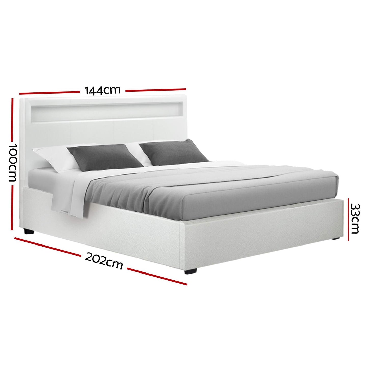 NNEDSZ Artiss Bed Frame Double Size LED Gas Lift White COLE-2