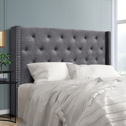 NNEDSZ Artiss Bed Head Headboard Queen Size Fabric - LUCA Grey-0