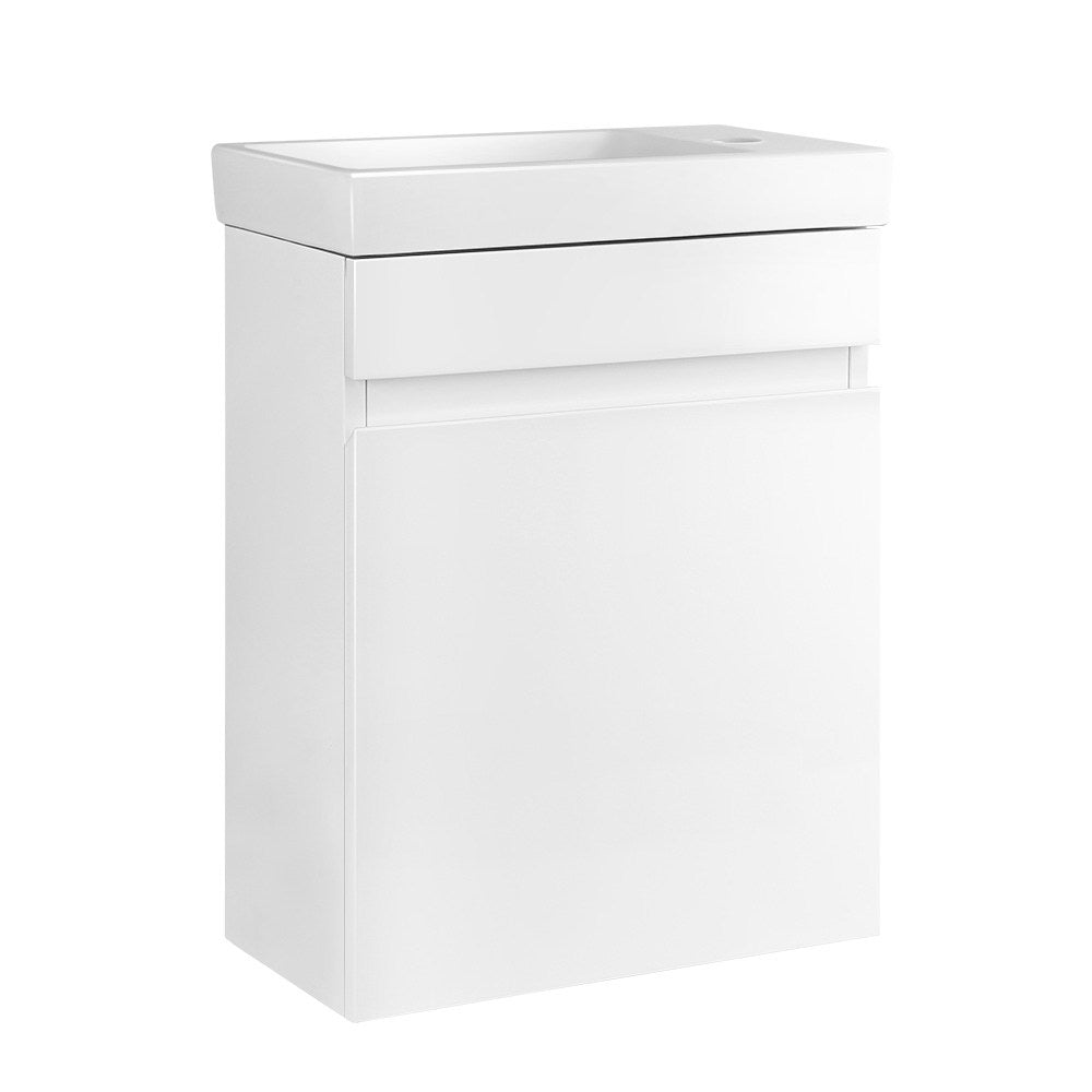 NNEDSZ 400mm Bathroom Vanity Basin Cabinet Sink Storage Wall Hung Ceramic Basins Wall Mounted White-0