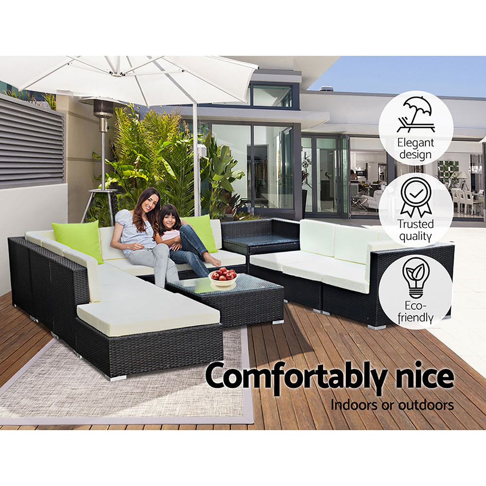NNEDSZ 11PC Sofa Set with Storage Cover Outdoor Furniture Wicker-4