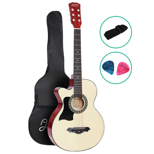 NNEDSZ 38 Inch Wooden Acoustic Guitar Left handed - Natural Wood-0