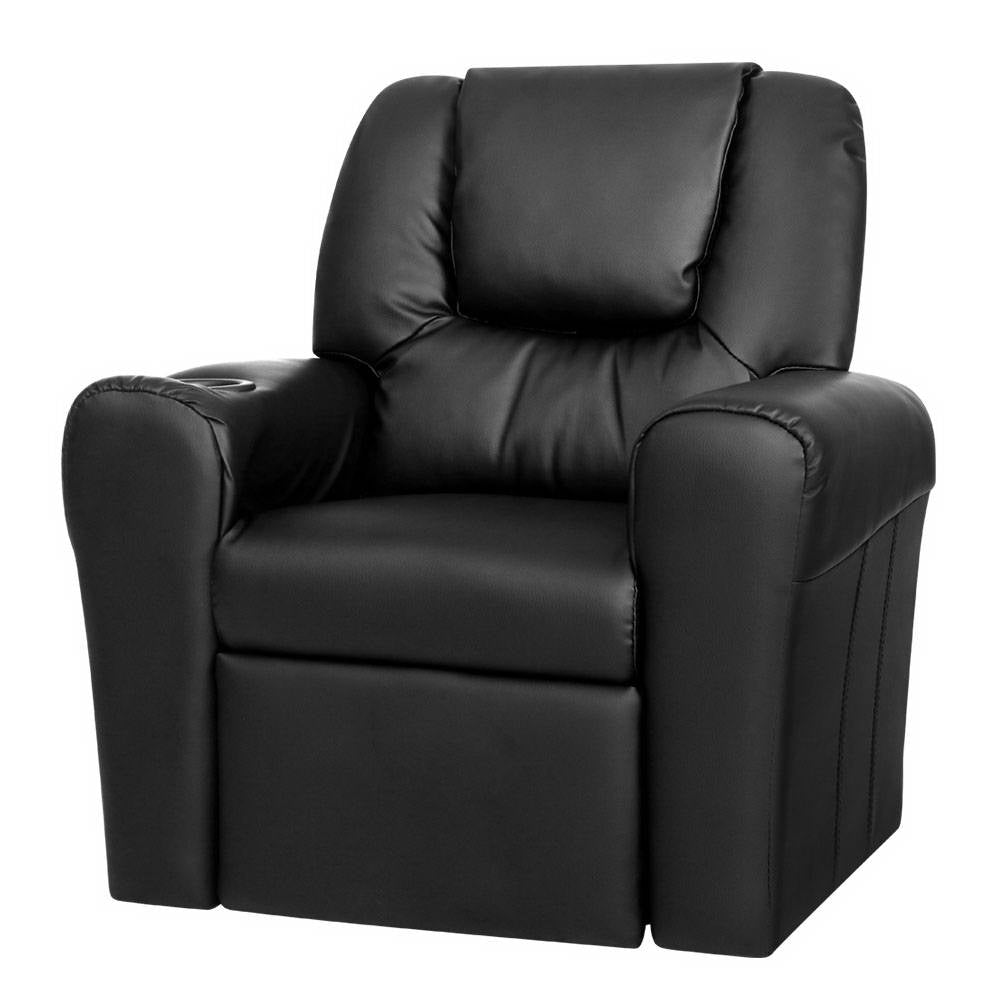 NNEDSZ Kids Recliner Chair Black PU Leather Sofa Lounge Couch Children Armchair-0