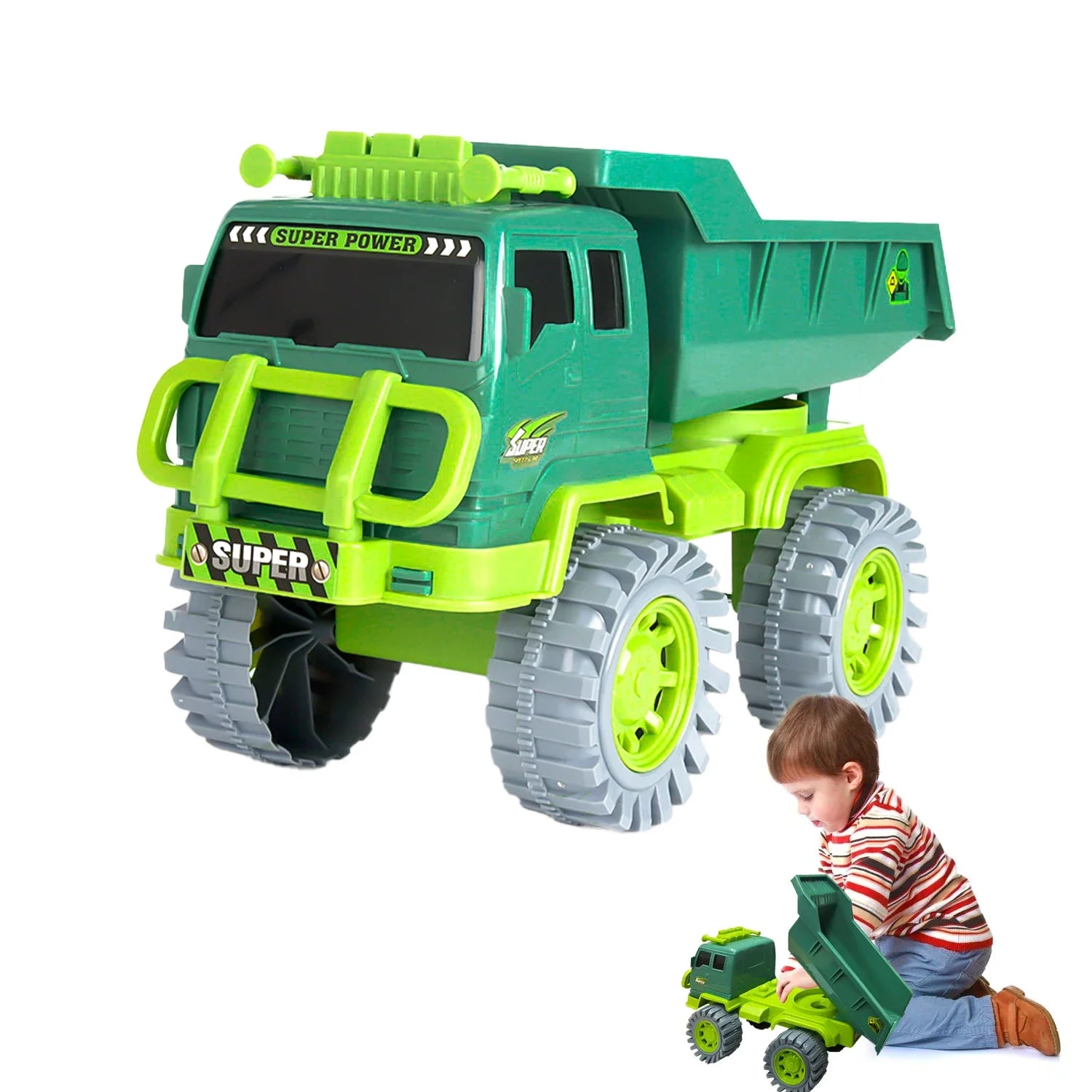 NNEOBA Kids Engineering Dump Truck Toy (Green)-0