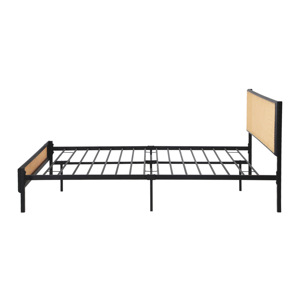 NNEED Metal Bed Frame Double Size with Rattan Board-1