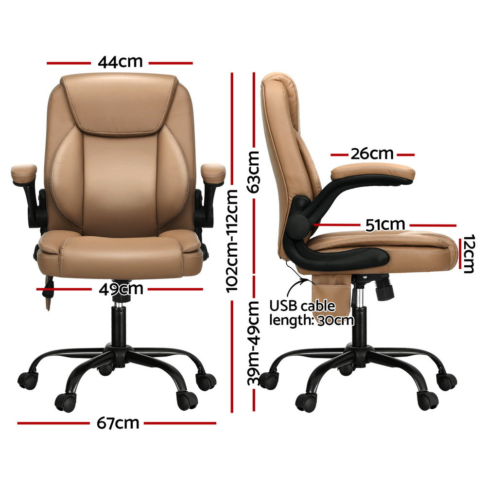 NNEDSZ 2 Point Massage Office Chair Leather Mid Back Espresso-1