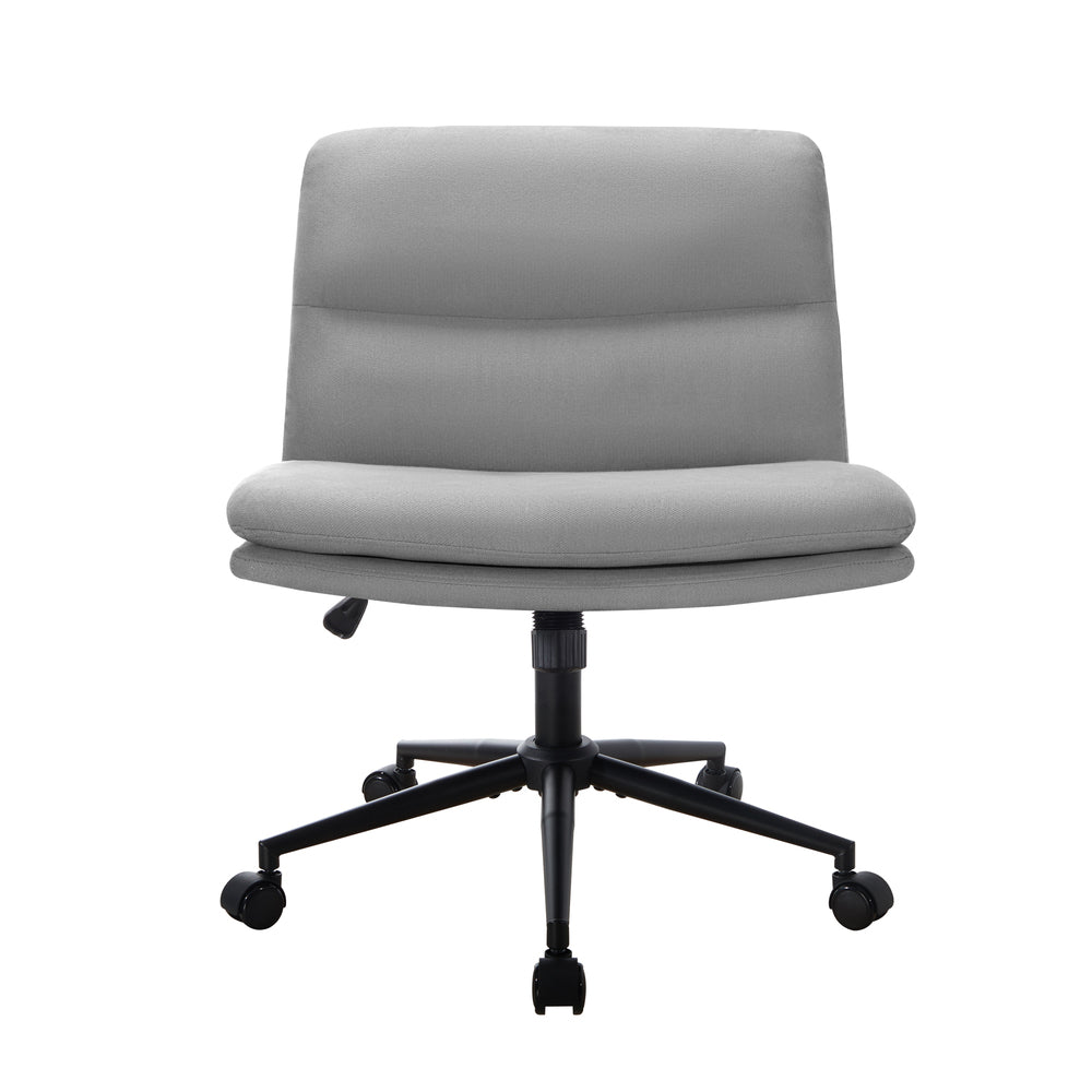 NNEED Mid Back Office Chair Wide Seat Linen Grey with Wheels-4