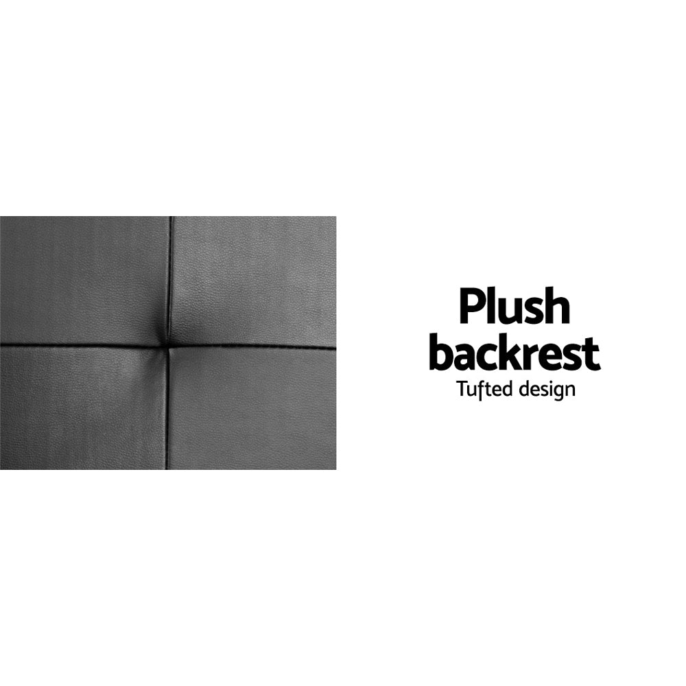 NNEDSZ 3 Seater PU Leather Sofa Bed - Black-4