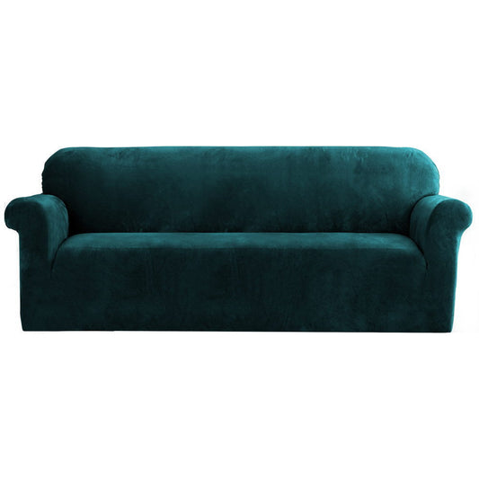 NNEDSZ Velvet Sofa Cover Plush Couch Cover Lounge Slipcover 4 Seater Agate Green-0