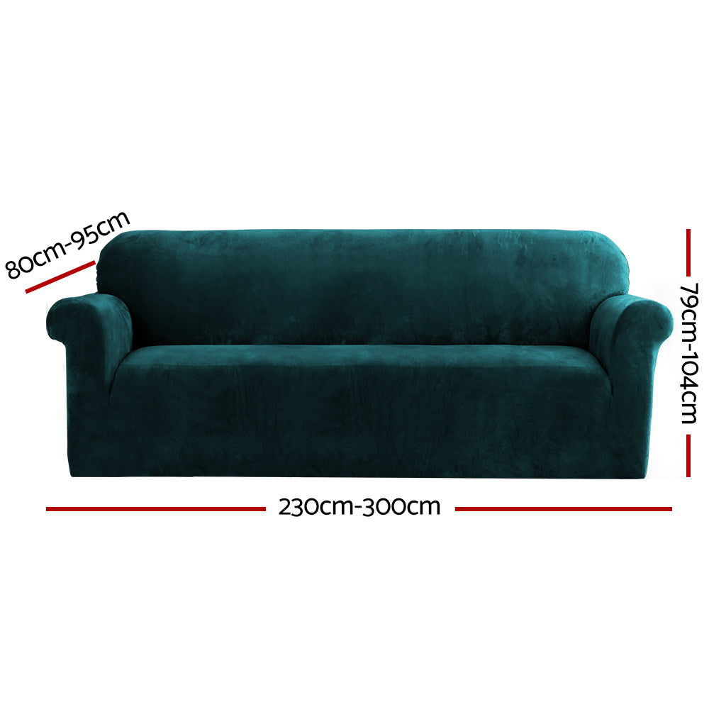 NNEDSZ Velvet Sofa Cover Plush Couch Cover Lounge Slipcover 4 Seater Agate Green-1