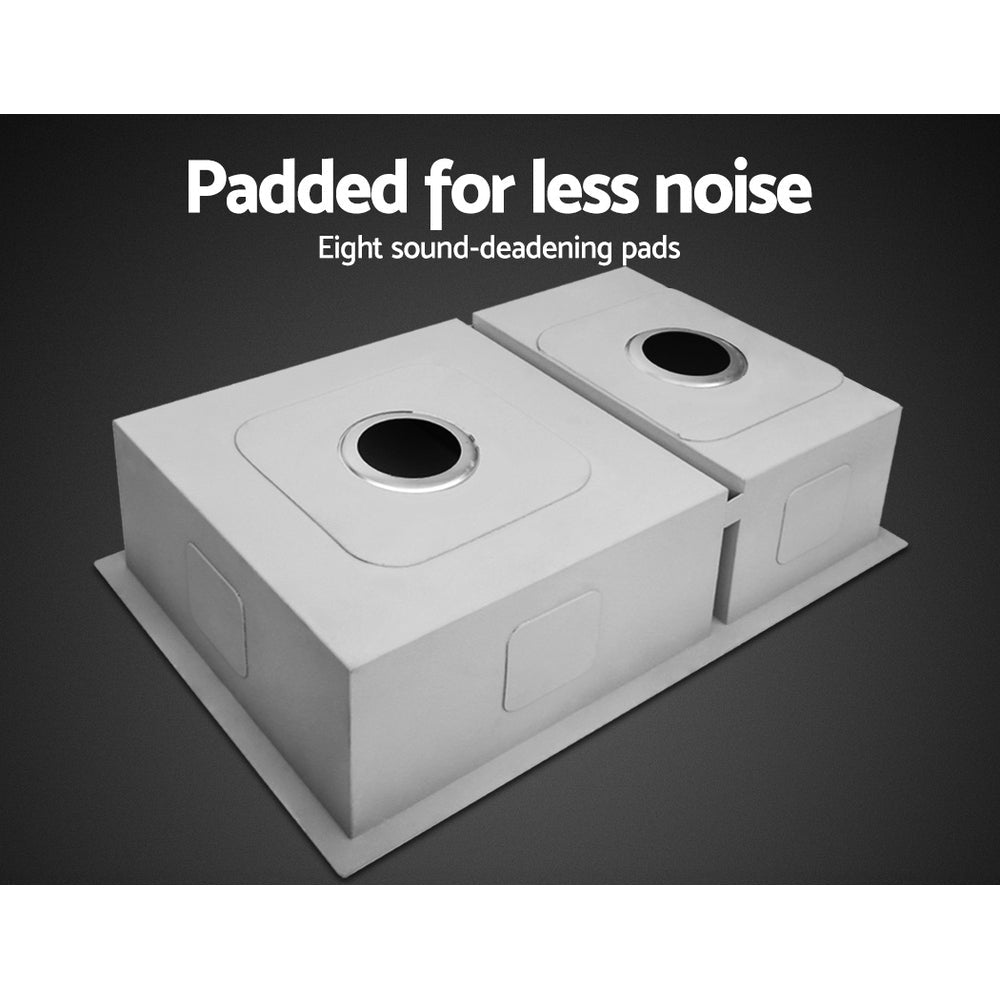 NNEDSZ Stainless Steel Kitchen Sink 710X450MM Under/Topmount Laundry Double Bowl Silver-2