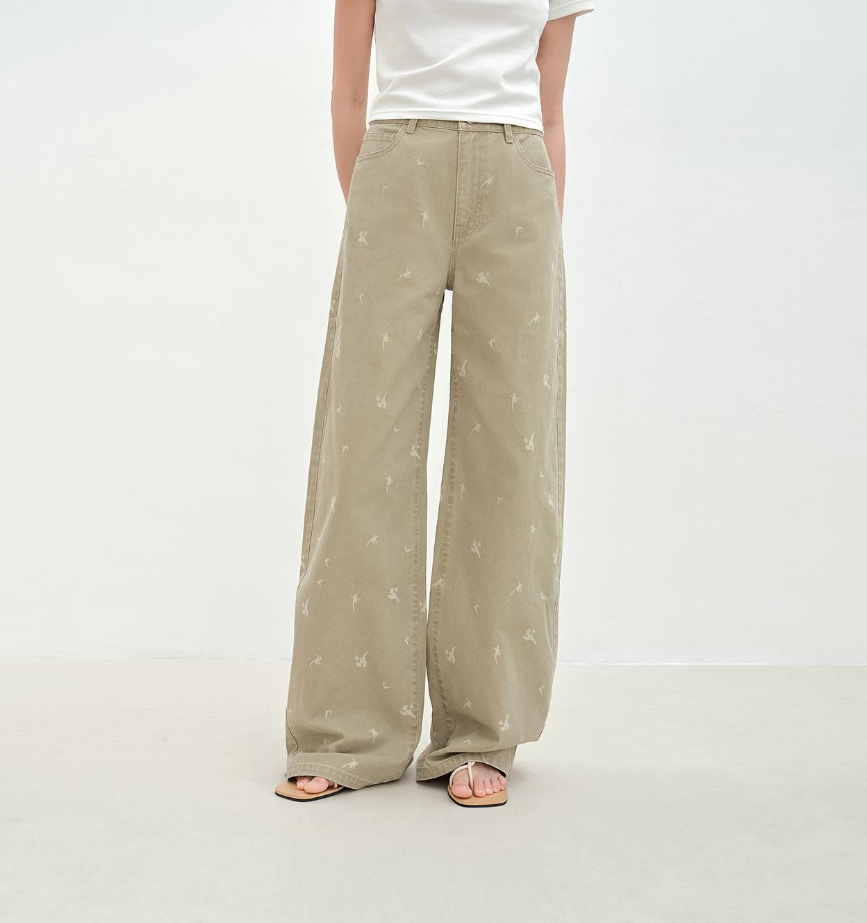 "Carol Pie" loose high-waisted wide-leg calla lily print jeans for women-1