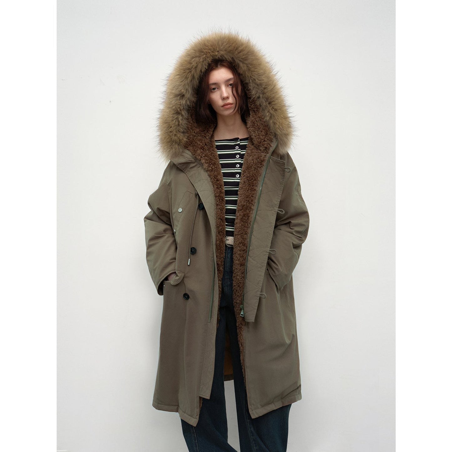 Fireladyfur Women's 90 Duck Down Parka with Raccoon Fur Collar“Manchester City Old Stories II”-5