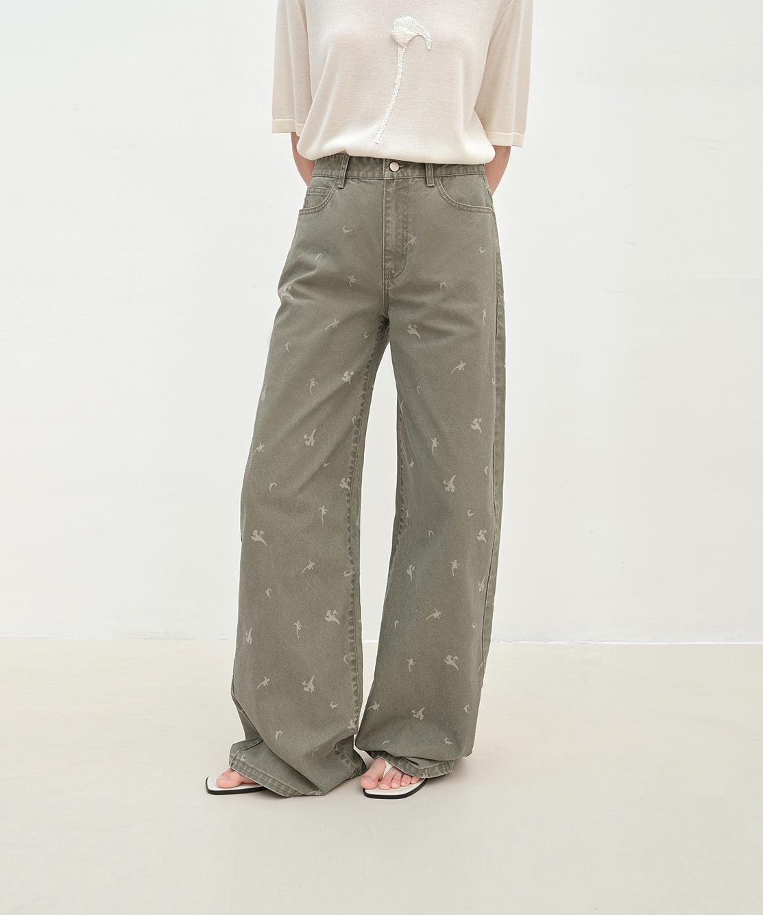 "Carol Pie" loose high-waisted wide-leg calla lily print jeans for women-5