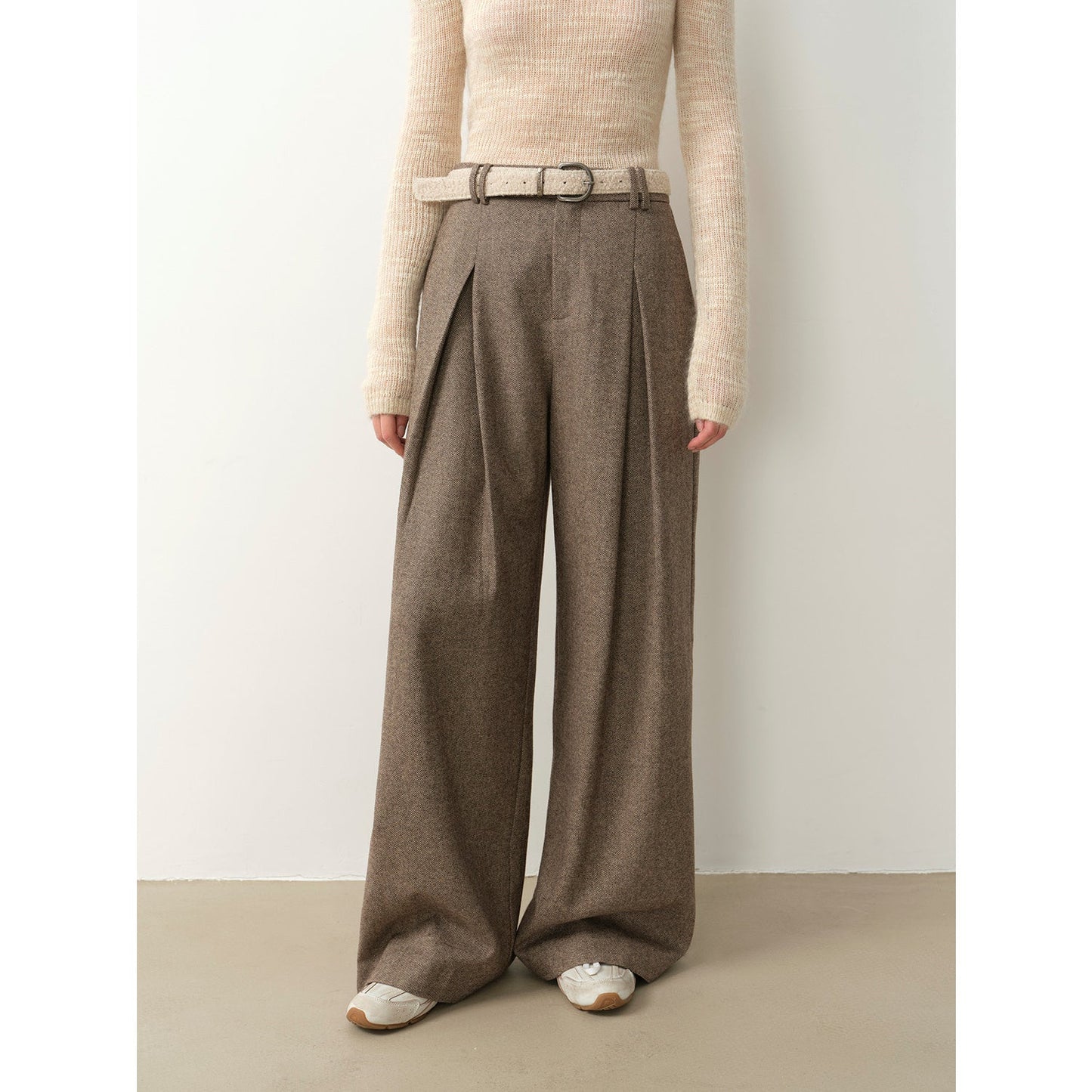 "City Stroll" casual and relaxed wool-blend double-pleated straight draped wide-leg casual trousers for autumn-8