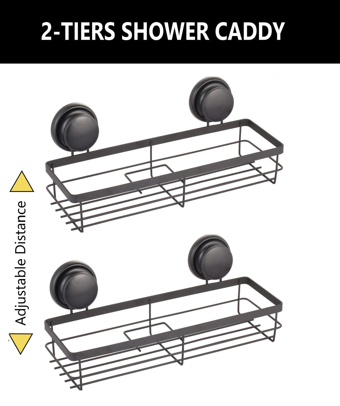 NNEDSZ 2 Pack Rectangular Corner Shower Caddy Shelf Basket Rack with Premium Vacuum Suction Cup No-Drilling for Bathroom and Kitchen-2