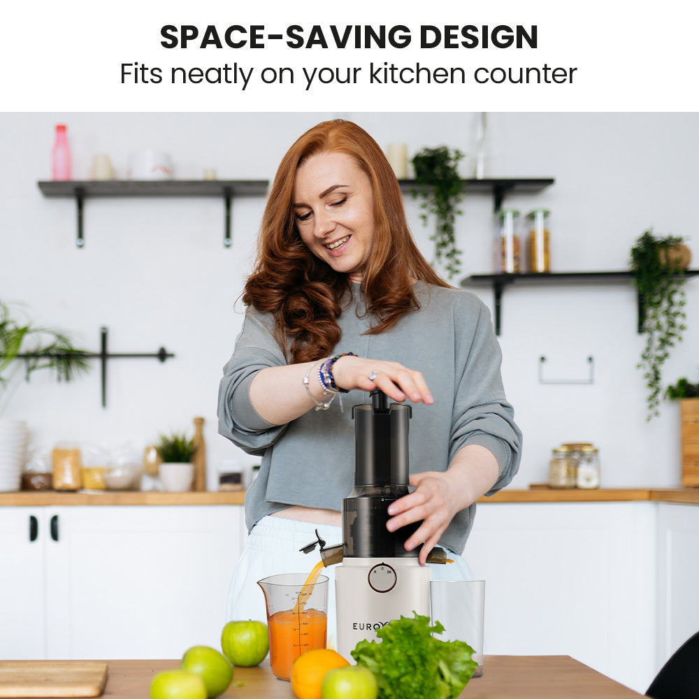 NNEDSZ EUROCHEF Cold Press Slow Juicer Machine, Large Chute, 200W, White-2