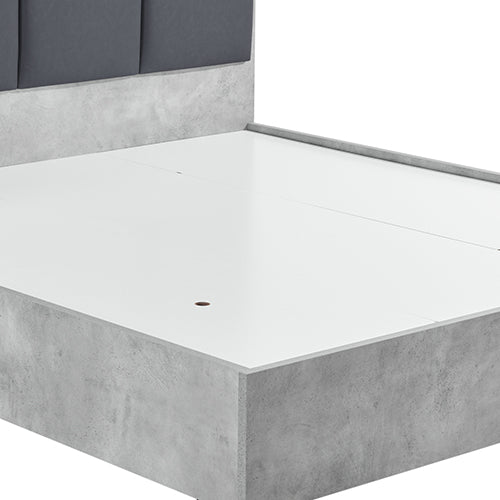 NNEDSZ Queen Bed Frame Fabric Upholstery MDF in Cement Colour-3