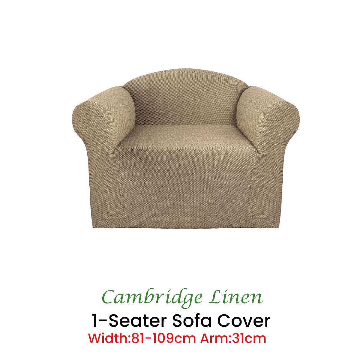 NNEDSZ Elan Cambridge Extra-stretch Couch Cover Linen One Seater Linen-1