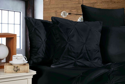 NNEDSZ Diamond Pintuck Premium Ultra Soft Cushion Covers 2-Pack - Black-0