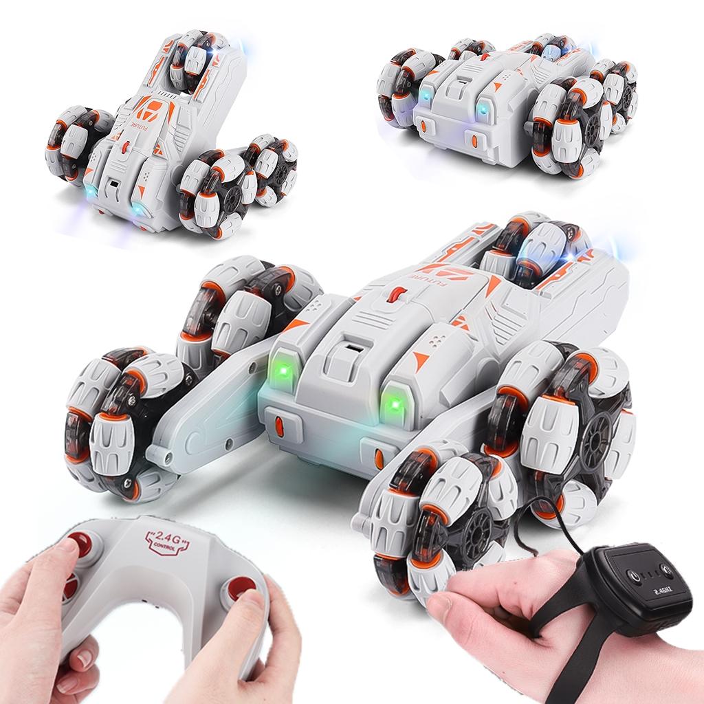 NNEDSZ 360-Degree Swing Arm Rc Car - Double Control 2.4G Multifunctional Five-Wheeled - Grey-1