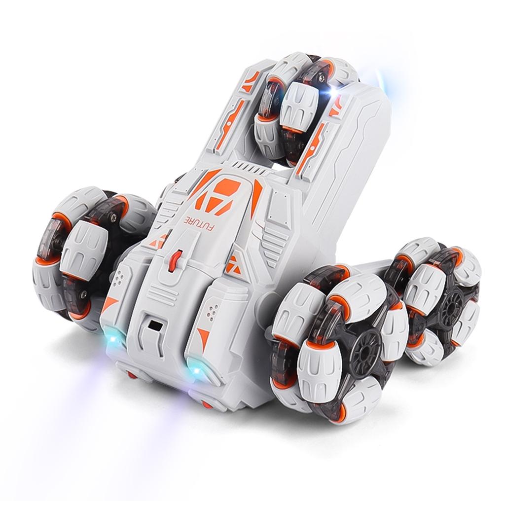 NNEDSZ 360-Degree Swing Arm Rc Car - Double Control 2.4G Multifunctional Five-Wheeled - Grey-3