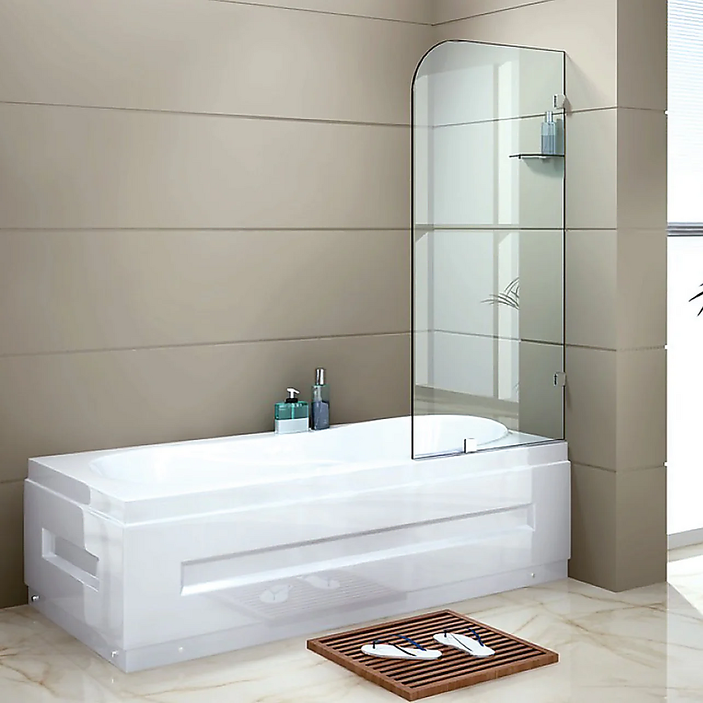 NNEDSZ 70cm Frameless Glass Bath Screen with Brackets - Chrome-0
